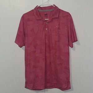Puma CloudSpun Golf Short Sleeve Polo Shirt Pink Palm Print Men’s Small S